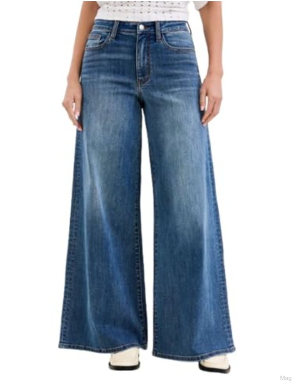 High Waist Palazzo Wide Leg Stretch Denim Jeans 32 Inseam